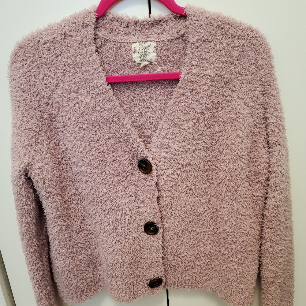 Hippie Rose Pink sherpa cardigan size S